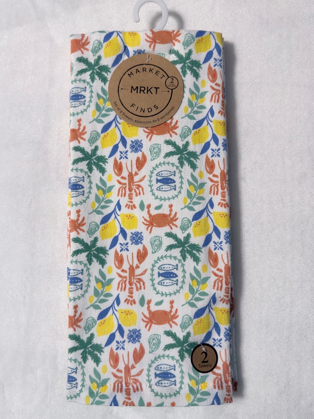 MRKT Finds Coastal Crab & Lobster Kitchen Towels - Multicolor